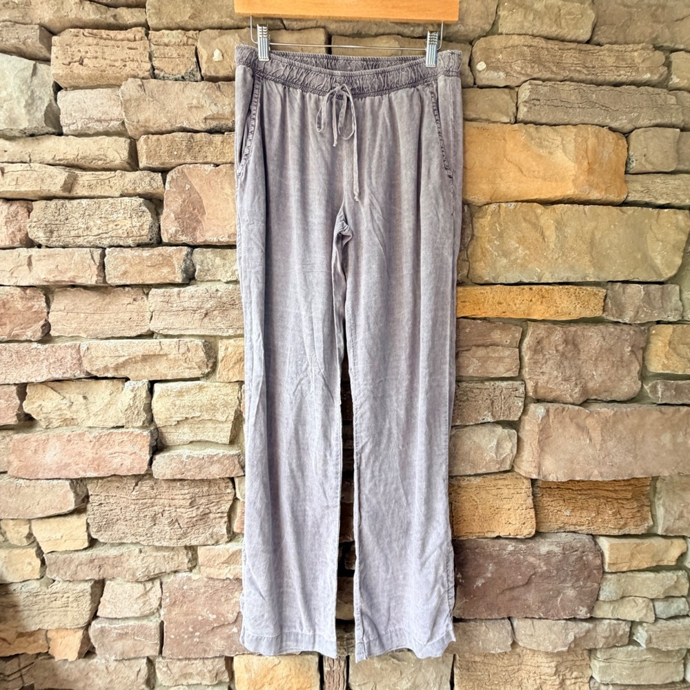 Bella Dahl Medium Inseam 30" Purple Pull On Pants Drawstring Side Slit Luxury